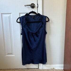 Midnight Blue Ruffled Sleeveless Top